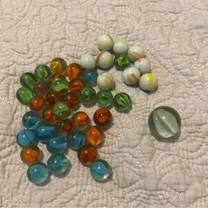 Vintage Cats Eye Colorful Glass Marbles Set